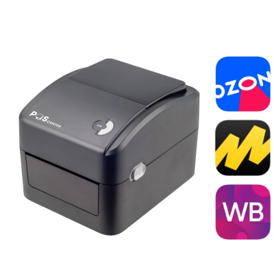 Принтер этикеток Poscenter PC-100 U (прямая термопечать, ширина ленты в диапазоне 1"- 4",  USB) черный